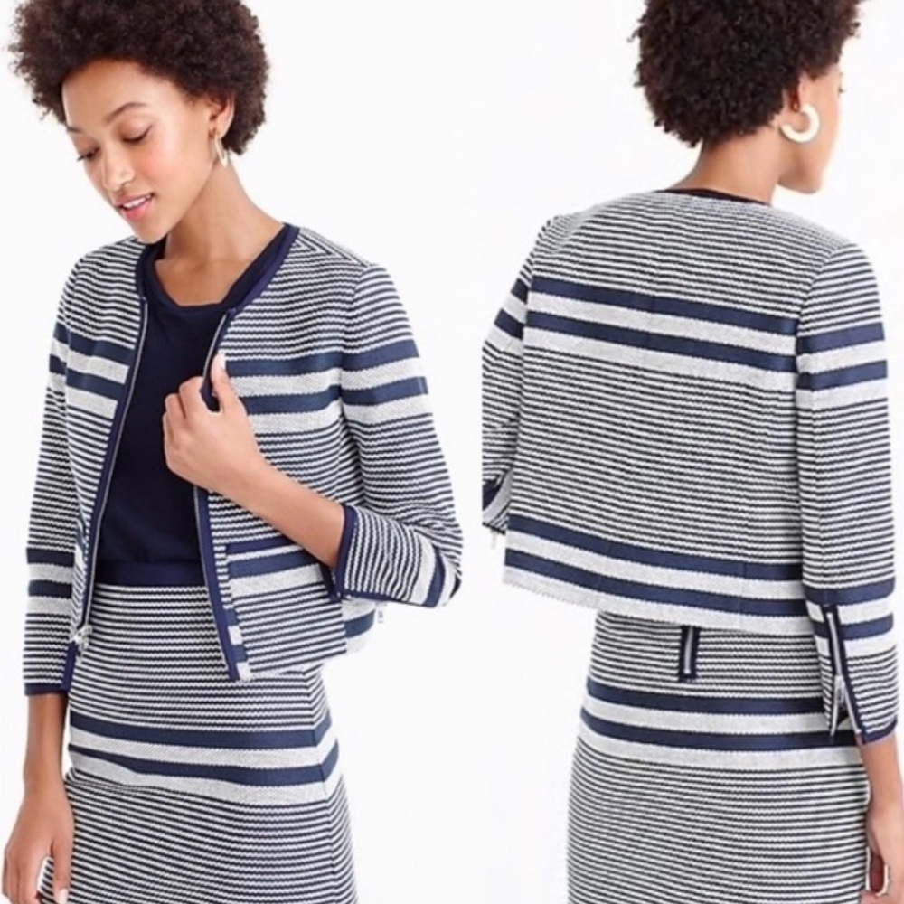 J.Crew striped set; jacket and skirt